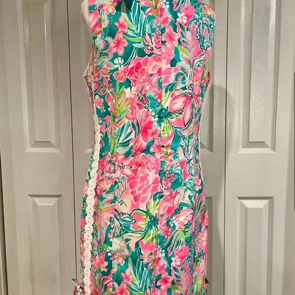 Lilly Pulitzer, Floral Sleeveless Dress - Pink and Green, Size 6 - Picture 3 of 4